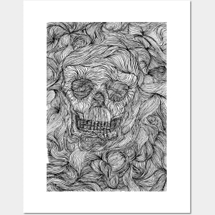 Paul Telling - Skull Threads_Psychedelic line art pattern Posters and Art